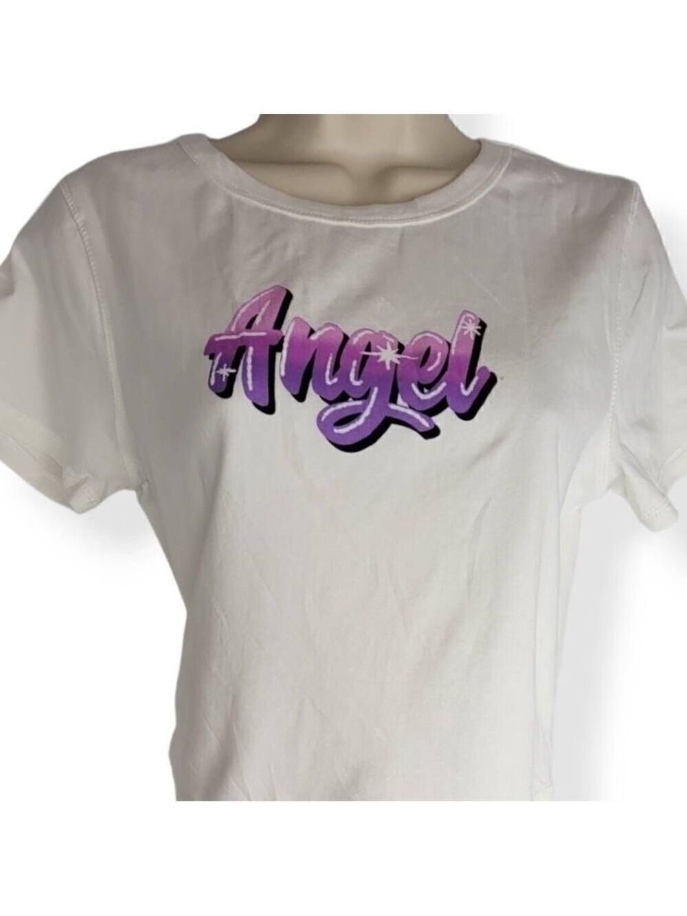 Wild Fable White Graphic Crop Top Large